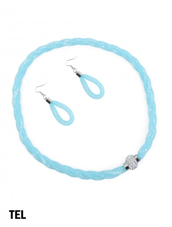 SPARKLE TWIST TUBE NECKLACE & EARRING SET